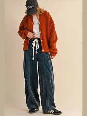 Barrel Leg Corduroy Pants Drawstring High Rise NWT | &merci | L